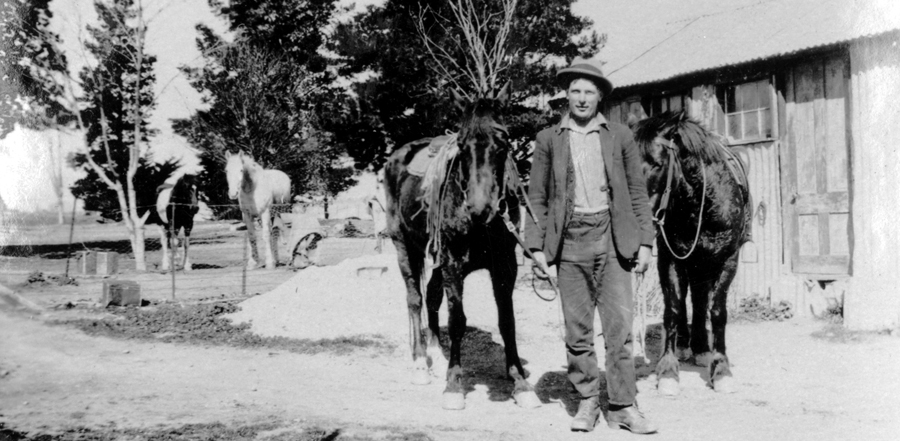 Waldron's uncle with horse in Clyde